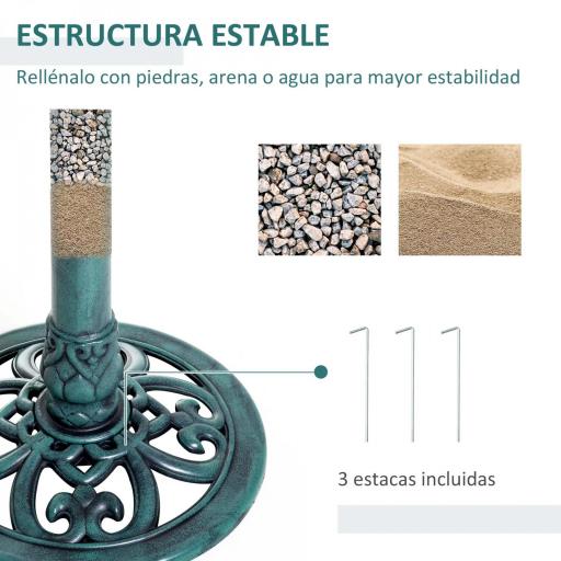 Baño para Pájaros de Jardín Exterior con Diseño de Flor y Acabado Envejecido Ligero y Resistente Verde [4]