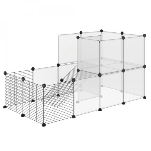 Parque para Mascotas con 27 Paneles y Forma Personalizable para Cobayas Conejos Chinchillas 140x70x70 cm Transparente [9]