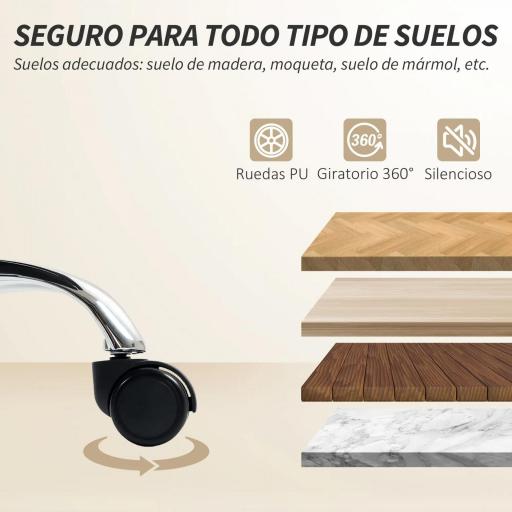Silla de Escritorio con Reposapiés Respaldo Reclinable Acolchado Grueso Tapizada en Cuero Sintético Caqui [4]