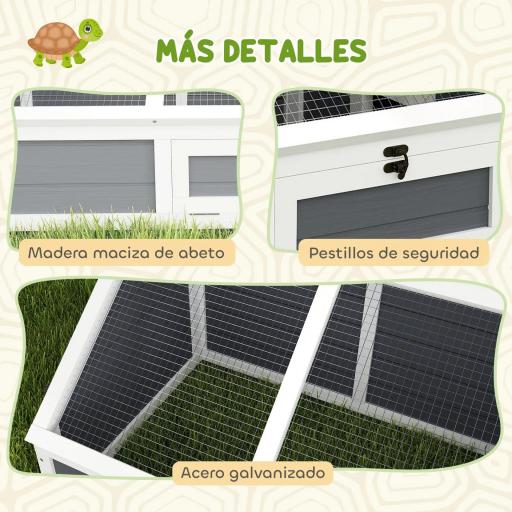Casa para Tortugas de Madera sin Base con Tapas Abatible Puerta Frontal Abrible y Pestillos 120x55x50 cm Gris Claro [2]