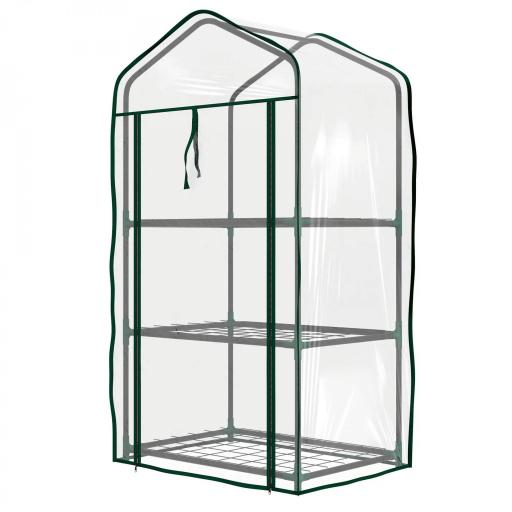Invernadero de Jardín con 3 Estantes 1 Puerta con Cremallera para Cultivo de Plantas 59x39x127 cm Transparente [9]