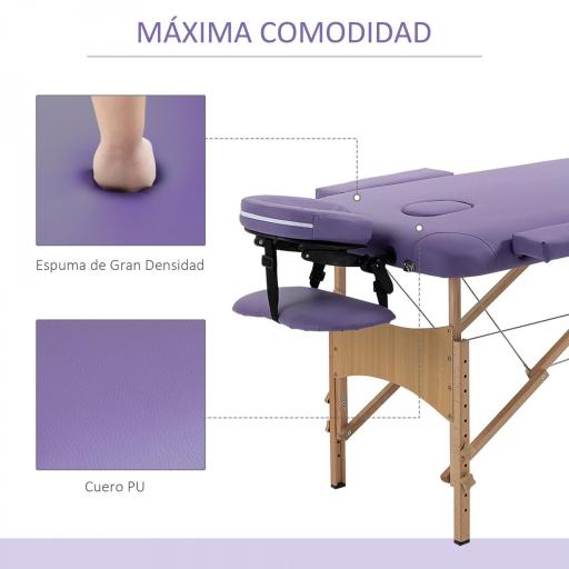 Camilla Plegable con Altura Ajustable 67-92cm para Uso Profesional de Belleza Acupuntura y Fisioterapia 210x81cm Púrpura [8]