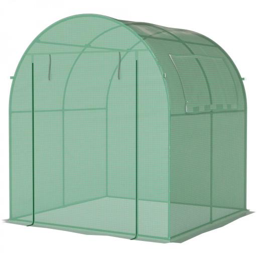 Invernadero de Jardín 180x180x200 cm Invernadero de Túnel Pequeño con Puerta Enrollable y Ventana de Malla Verde [8]