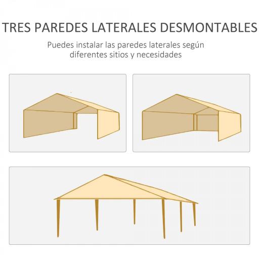 Carpa de Jardín 6x3m con 4 Paredes Laterales 2 Ventanas Visibles Cenador Gazebo de Exterior para Fiestas Eventos Gris [4]