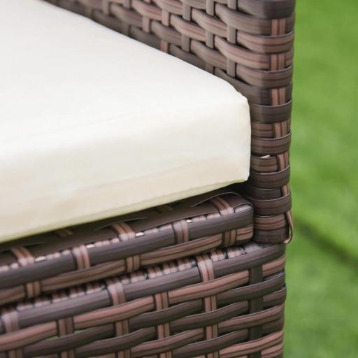 Conjunto de Muebles para Jardín Juegos de Muebles de Ratán Incluye 1 Mesa y 2 Sillones con Cojines Estructura de Metal para Terraza Patio Marrón [7]