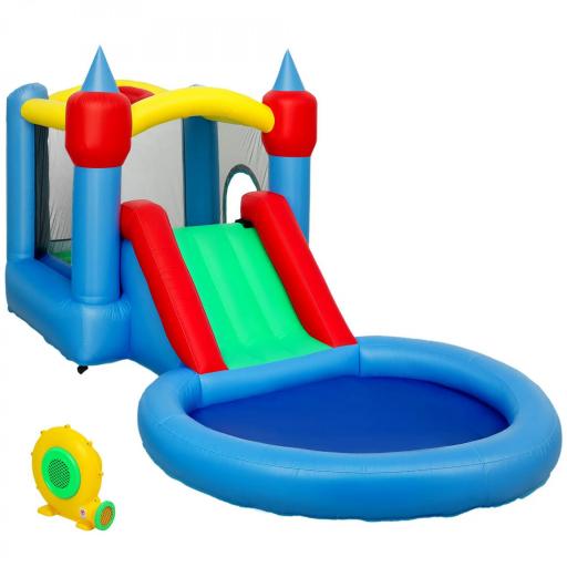 Castillo Hinchable 415x205x190 cm con Tobogán Foso de Bolas Canasta Inflador y Bolsa para Interior y Exterior [8]