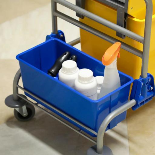 Carro de Limpieza con Cubos de Fregona de 25L Escurridor Cubeta y Estantes para Hotel Oficina 72x49,5x95 cm Amarillo [7]