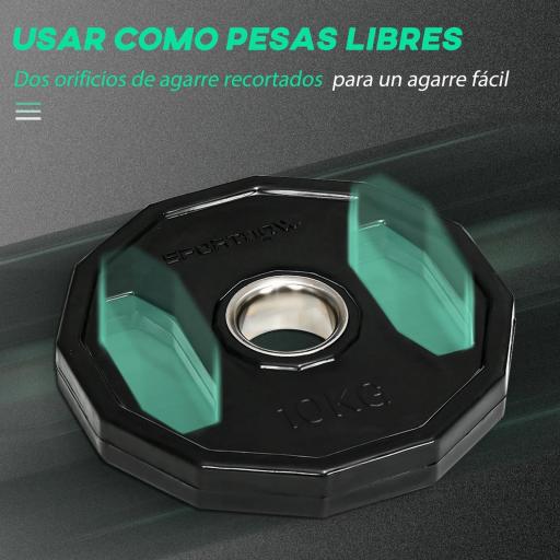 Conjunto de 2 Discos de Pesas de 10 kg con Orificio de 5 cm para Entrenamiento de Fuerza Ø32x4 cm Negro [2]