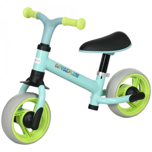 Bicicleta de Equilibrio para Niños de 18-48 Meses con Asiento Ajustable en Altura 66,5x34x47 cm Verde y Turquesa [8]