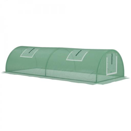 Invernadero Pequeño para Cultivo de Plantas con 4 Ventanas Marco de Acero y Cubierta de PE Anti-UV 200x80x45 cm Verde [8]