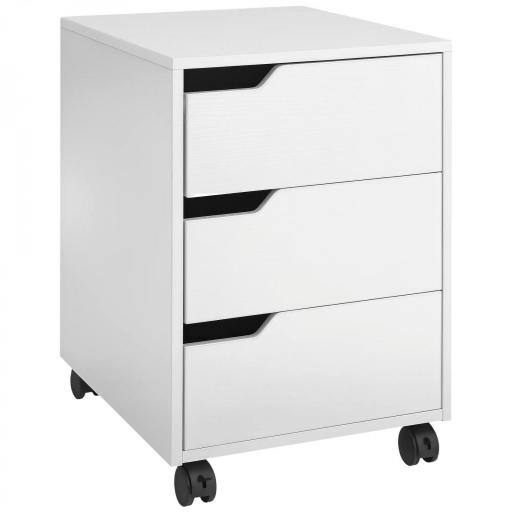 Cajonera de Oficina con Ruedas Mueble Archivador con 3 Cajones Cajonera para Escritorio Estudio 40x50x57,5 cm Blanco [9]