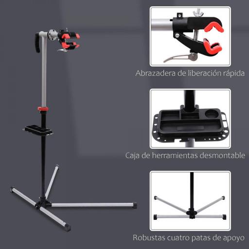Soporte de Reparación Caballete de Bicicleta para Hogar con Altura Ajustable y Giratorio 100x66x180 cm Negro [5]