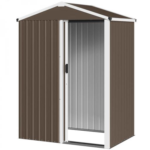 Cobertizo de Jardín Exterior 1,1 m² 136x87x179 cm con Puerta Corredera Techo Inclinado y Guantes Marrón [9]
