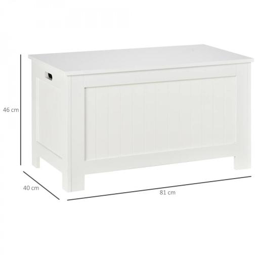 Baúl de Almacenaje con Tapa Baúl de Almacenaje Versátil con Bisagra de Seguridad para Pasillo Salón 81x40x46 cm Blanco [1]