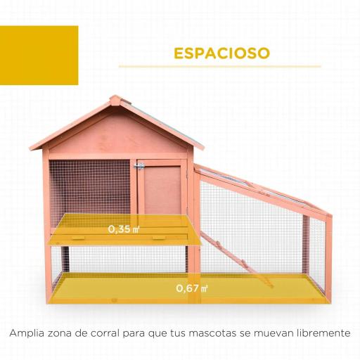 Conejera de Exterior Hecha de Madera Jaula para Conejos Dos Niveles con Techo Puerta y Ventana Bandeja Extraíble y Lavable Alta Comodidad Gran Espacio 144x64.5x100cm [4]