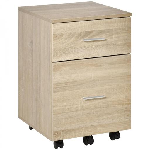 Cajonera de Escritorio con 2 Cajones Ruedas Archivador Móvil para Archivos A4 o Cartas 39,5x39x58,5 cm Roble [9]