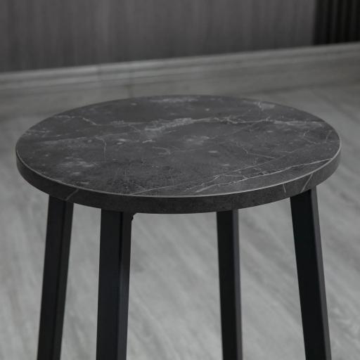 Conjunto de Mesa Alta de Bar con 2 Taburetes Redondo Set de 3 Piezas con Marco de Acero de Estilo Moderno Blanco y Negro [7]