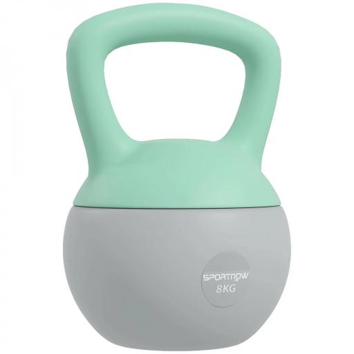 Pesa Rusa 8 kg Kettlebell Relleno de Arena Metálica Mango Antideslizante para Casa 19x19x28 cm Verde y Gris [6]
