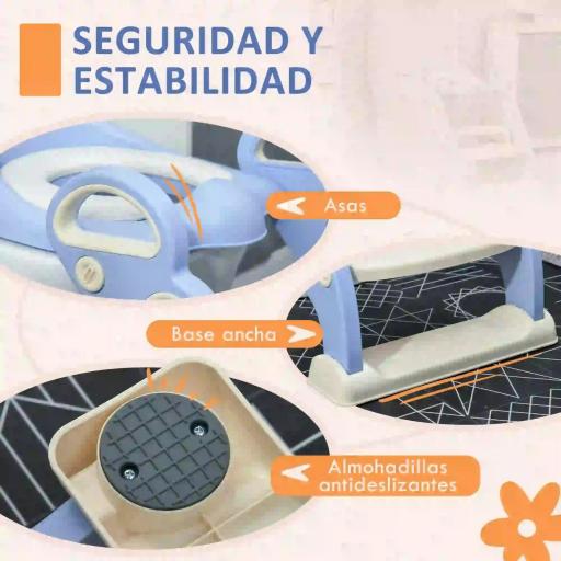 Adaptator WC para Niños con Escalera Plegable Reductor de Aprendizaje para Baño Portátil 67,9x42,8x51,5 cm Azul [3]