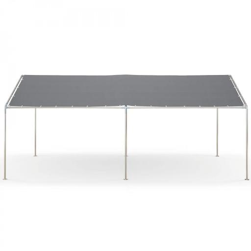 Carpa Garaje para Coche 3x6 m Cochera Portátil Impermeable con Toldo de Tela PE y Marco de Acero Galvanizado Gris [9]