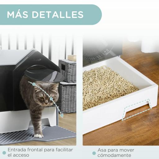 Arenero para Gatos Caja de Arena Cerrada para Gatos con Bandeja Extraíble Pala y Filtro Desodorizante 47x45x42 cm Gris [3]