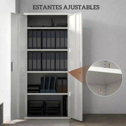 Archivador con Llave Estantes Ajustable Armario Archivador Metálico para Oficina Estudio Salón 80x40x180 cm Blanco [2]