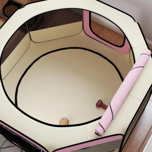 Parque Plegable para Perros y Gatos Corralito Portátil para Animales Pequeños Impermeable de Tela Oxford Ø120x58cm Rosa [6]