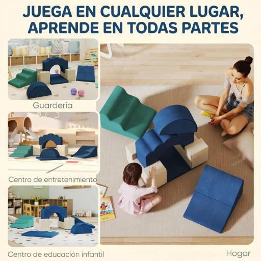 Juego de 7 Bloques de Espuma para Niños Bloques de Psicomotricidad con Base Antideslizante para 0,5-3 Años Azul Oscuro [5]