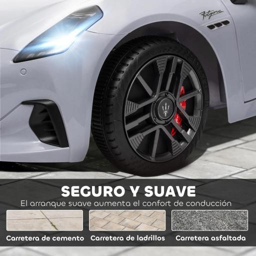 Coche Eléctrico Infantil Maserati Gran Turismo Folgore con Batería 12V Mando a Distancia Faros Bocina Música MP3 Gris [2]