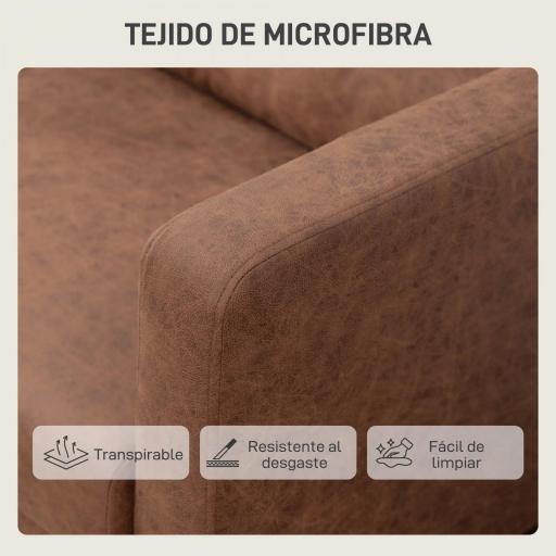 Sofá de 2 Plazas Tapizado en Microfibra con Patas de Madera Reposabrazos 130x78x85 cm Marrón [6]