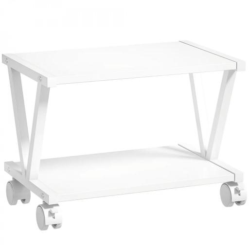 Soporte para Impresora de 2 Niveles Bajo Escritorio con Ruedas Bloqueables para Oficina en Casa 44x28x32 cm Blanco [8]
