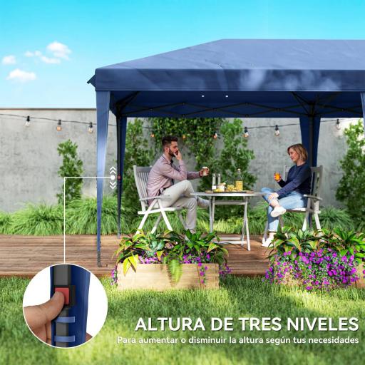 Carpa Plegable 6x3 m Pop-up con 4 Laterales Desmontables Cenador de Jardín con 2 Ventanas y Bolsa de Transporte Azul [3]