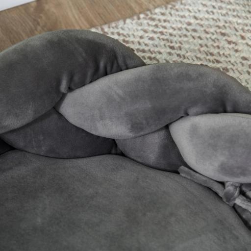 Cama para Perros Pequeños Cama para Mascotas Lavable con Cojín Independiente y Cuerda de Algodón 55x55x14 cm Gris [6]