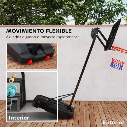 Canasta de Baloncesto Infantil con Altura Ajustable 200-260 cm Ruedas Base Rellenable y Bolsa de Peso Rojo y Negro [3]
