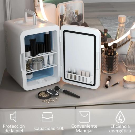 Nevera Cosméticos 10L Extrasilenciosa 12V/240V para Enfriar y Calentar Frigorífico Pequeño para Dormitorio Maquillaje [4]