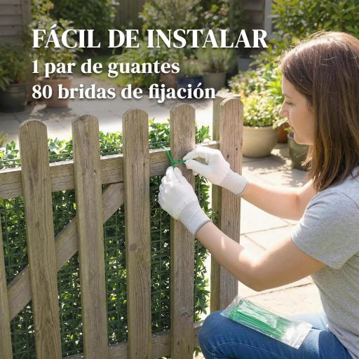 Set de 6 Setos Artificiales Ocultación Jardín 50x50 cm Tipo Milán Fácil Montaje Anti-UV para Terraza Balcón Verde [4]