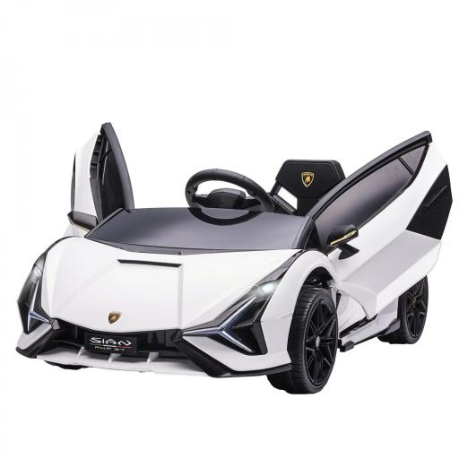 Coche Eléctrico Lamborghini SIAN 12V para Niños de +3 Años con Mando a Distancia Música MP3 USB 108x62x40 cm Blanco [8]