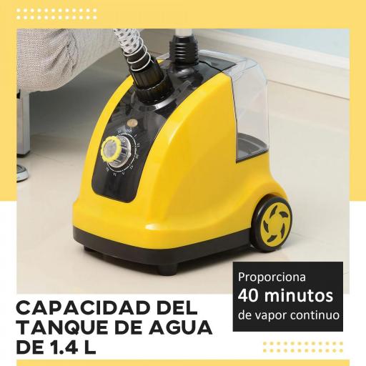 Plancha de Vapor con Depósito de 1,4 L y Temperatura Ajustable a 11 Niveles tipo Centro de Planchado Vertical 1800W 26x21,5x146 cm Amarillo [5]