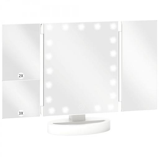 Espejo Maquillaje con Luz Aumento 1X/2X/3X Rotación Libre de 180° 21 Luces LED Interruptor Táctil Blanco [9]