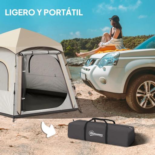 Tienda de Campaña para 4 Personas con Fácil Montaje Protección UV y Bolsa de Transporte 280x240x155 cm Blanco y Beige [7]