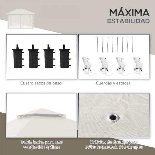 Carpa Plegable Pop-up con Altura Ajustable Protección UV50+ Doble Techo y Mosquiteras 4x4x2,8 m Crema [5]