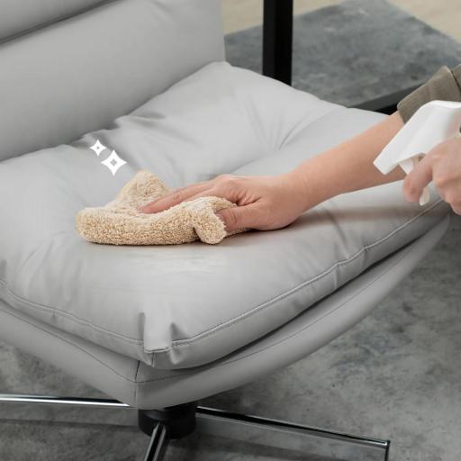 Silla de Oficina sin Brazos con Altura Ajustable Función de Basculante Base Cruzada y Asiento Amplio Gris [2]