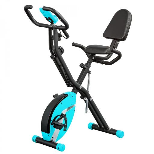Bicicleta Estática Plegable Silenciosa con Resistencia Magnética Monitor LCD y Bandas para Brazos 43x97x109 cm Verde [8]