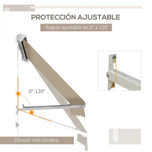 Toldo Retráctil de Exterior con Marco de Aluminio Ángulo Ajustable Protección UV e Impermeable 180x70 cm Beige [3]