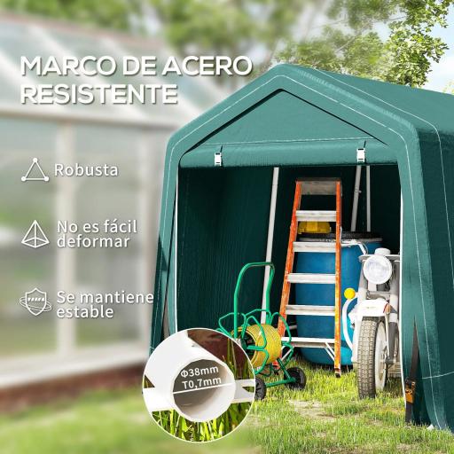 Carpa de Jardín Exterior 2,4x2x2 m Cobertizo Exterior con 2 Puertas con Cremallera Impermeable Anti-UV Carpa Verde [4]