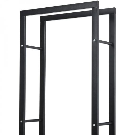 Soporte para Leña de Metal Estante de Leña Leñero de Exterior para Interior y Exterior Carga 100 kg 40x25x150 cm Negro [3]