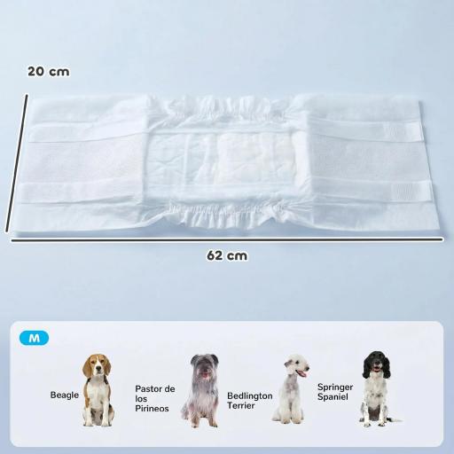 Pañales Desechables para Perros Machos 48 Unidades Súper Absorbentes Antifugas para Cachorros Talla M [5]