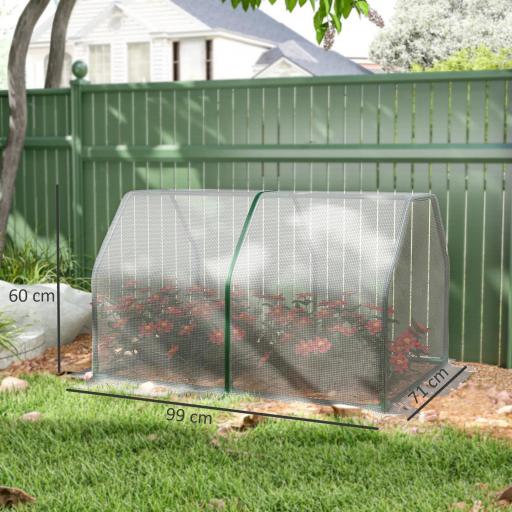 Invernadero de Terraza 100x70x60 cm Vivero Casero Pequeño de Jardín con Cremallera para Cultivos Plantas Flores Marco de Acero Cubierta de PE 140g/m² Blanco [1]