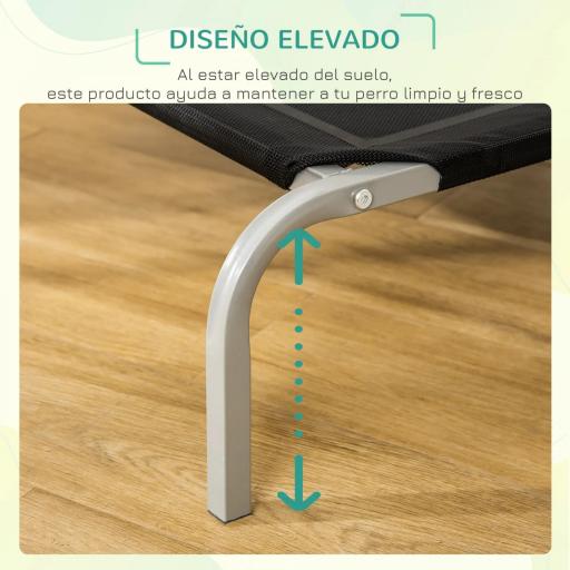 Cama Elevada para Perros 110x75x20 cm con Marco de Acero para Interior Exterior Negro [5]