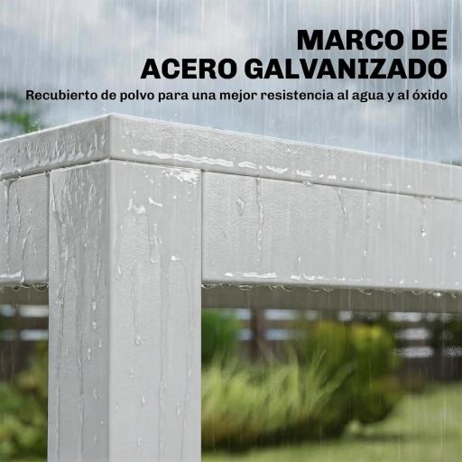 Conjunto de Mesa y Sillas Jardín con Mesa de Plástico PSPC y 6 Sillas Apilables Transpirables para Terraza Patio Blanco [6]